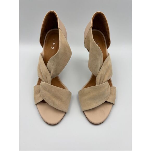 IRO Women’s Suede Knot Sandals Nude Heels EU 37US 6.5-7 Made in Portugal - Picture 3 of 12